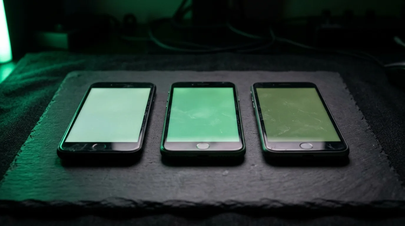 A grid of ad thumbnails with one outlined in green as the winner